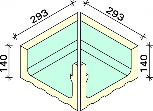 Угол внутренний лотка (2ч) Interbau 293x300x140, арт. 5502